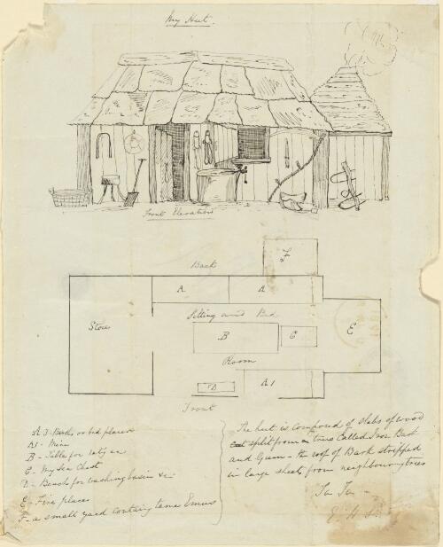 [Slab hut and floor plan, New South Wales] [picture] / E.H. Shaw
