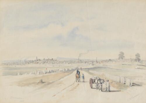 Melbourne, from St. Kilda Road, Victoria, 1853 [picture] / J.B. Henderson