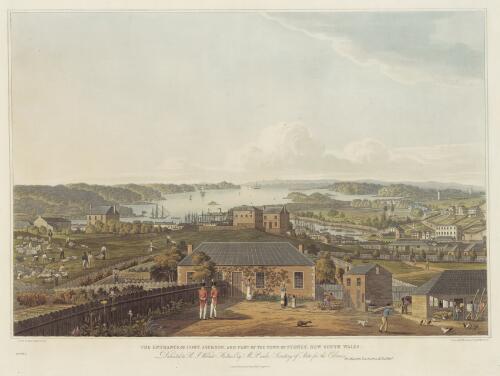 The entrance of Port Jackson and part of the town of Sydney, New South Wales [picture] / drawn by Major Taylor, 48 Regt., engraved by R. Havell & Son