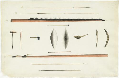 [Aboriginal hunting implements and weapons] [picture] / [Port Jackson Painter]
