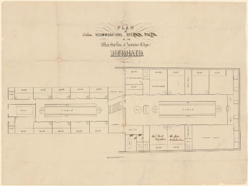 Plan of saloon accommodations of the White Star line of Australian clipper 'Mermaid' [picture]