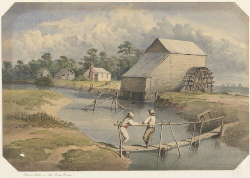 Flour mill on the Bass River, Woolamai, Victoria, ca. 1850 [picture]