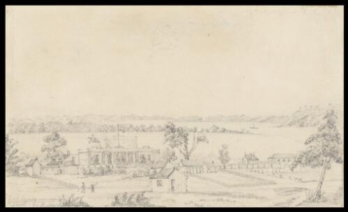 Government House, Perth, Western Australia, from a sketch by Dr. R.W. Clarke, R.N. [picture] / [Henry Wray]