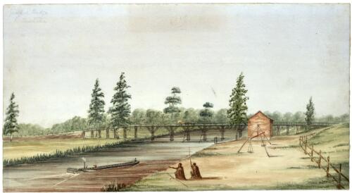 Bridge over the River Swan at Guilford [i.e. Guildford] Western Australia, constructed by Captain E.W. Ducane, R.E., on the plan of an American railway bridge [picture] / H.W