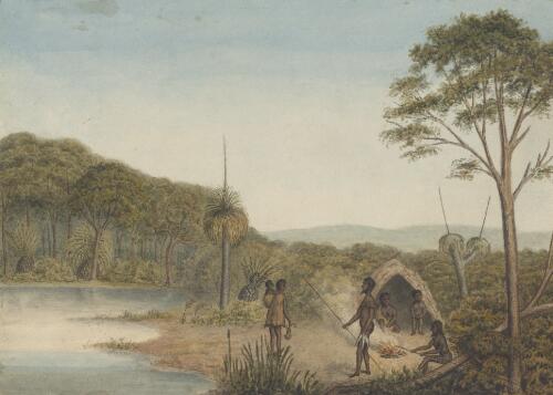 Scene on Melville Water near Perth, Western Australia [picture] / drawn by W. Habgood retouched by C. Grellett, done in 1842