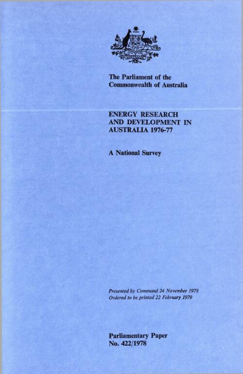 Energy research and development in Australia, 1976-77 : a national survey / [Department of National Development]