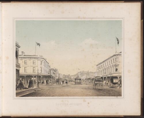 Early Melbourne [picture]: four views from Charles Troedel's Melbourne Album, 1864 / F. Cogne drawn & lith