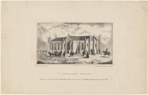 St. Francis Church, Melbourne [picture] / drawn by J. Pittman, printed from stone by Thos. Ham