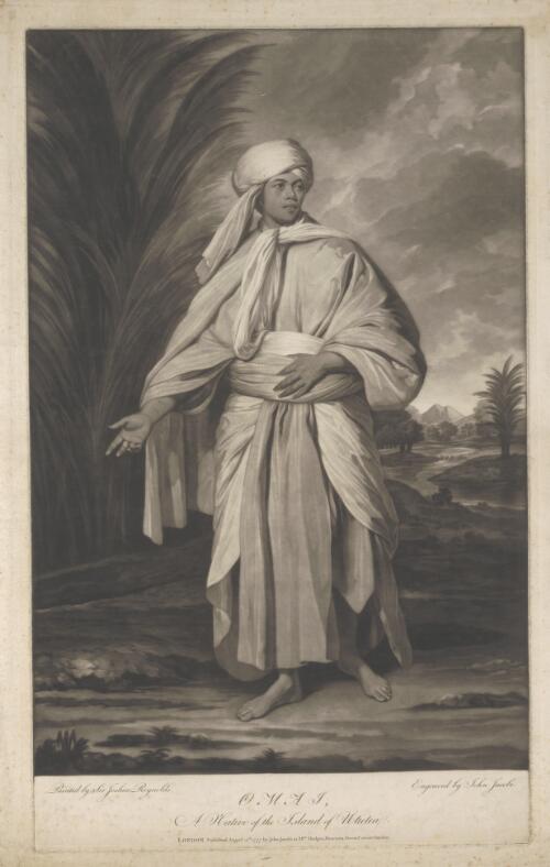 Omai, a native of the island of Utietea [i.e. Ulietea] [picture] / painted by Sir Joshua Reynolds, engraved by John Jacobi