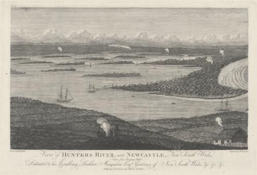 View of Hunters River near Newcastle, New South Wales taken from Prospect Hill [picture] / drawn by I.R. Brown, engraved by W. Presston [sic]