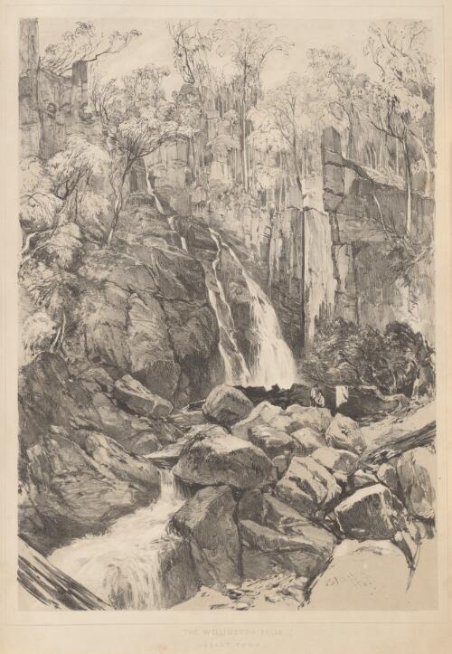 The Wellington Falls, Hobart Town [picture] / J.S. Prout