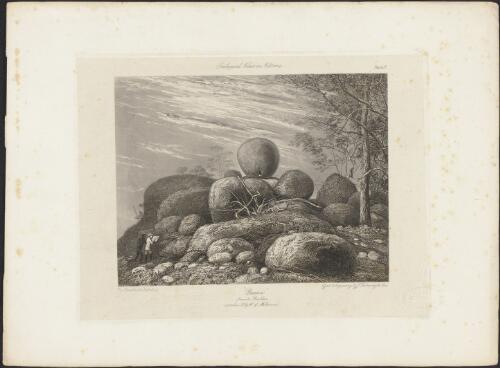 Yauan, granite boulders 45 miles N. by W. of Melbourne [picture] / W. v. Blandowski, Australia; effect & engraving by J. Redaway & Sons