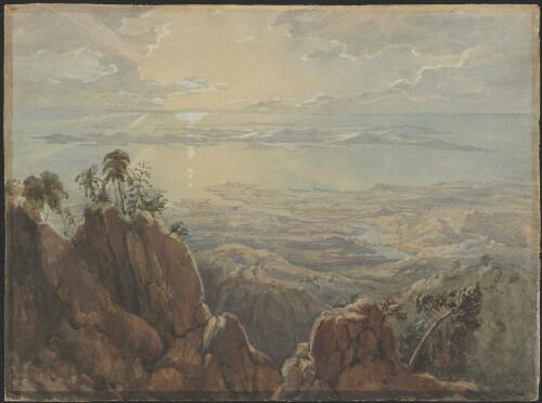 View from summit of Mount Westall near Port Bowen, NE. coast of Australia [picture] / commenced by K.S.L. & finished by Robert Westall