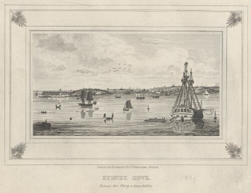 Sydney Cove between Fort Philip & Dawes Battery [picture] / drawn and engraved by J. Carmichael