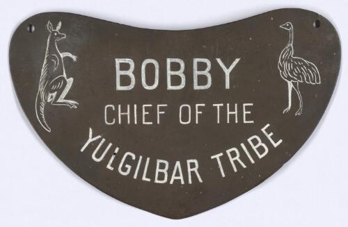 Aboriginal king plate inscribed, Bobby, chief of the Yulgilbar tribe [realia]