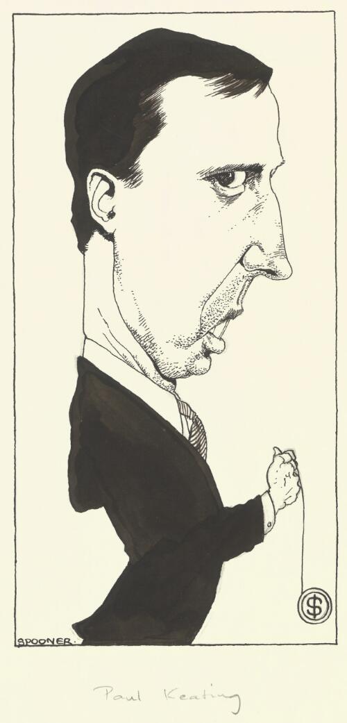 [Caricature portrait of Paul Keating] [picture] / Spooner