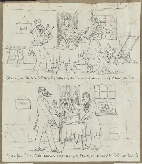 Scene from Ici on parle francais performed by the passengers on board the Sobraon [picture] / [H.J. Graham]
