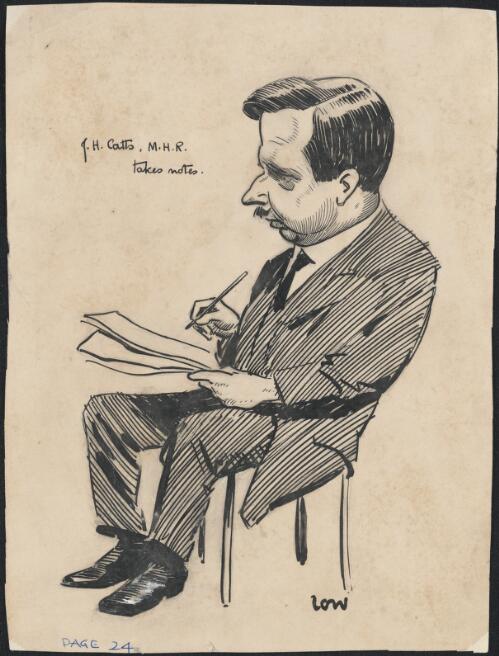 J.H. Catts, M.H.R., takes notes [picture] / Low
