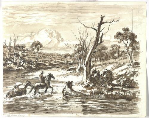 Fording the Snowy [picture] / by Lionel Lindsay