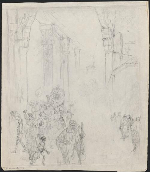 Study for etching, Temple entry, Madura [picture] / by Lionel Lindsay