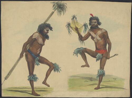 Portraits of the Aboriginal inhabitants in their various dances [picture] / W. Hawkins; George French Angas
