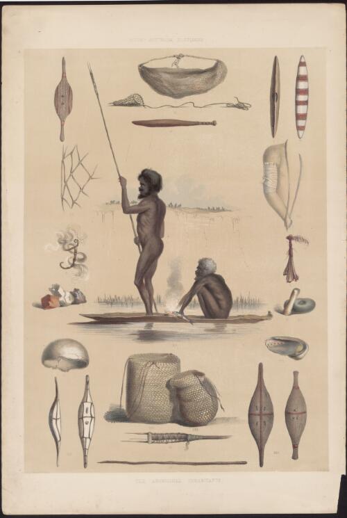 Aboriginal Australian weapons and implements, 1847 [picture] / George French Angas; J.W. Giles