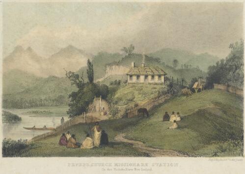 Pepepe Church missionary station on the Waikato River, New Zealand [picture] / George French Angas del.; Day & Haghe, lithrs. to the Queen