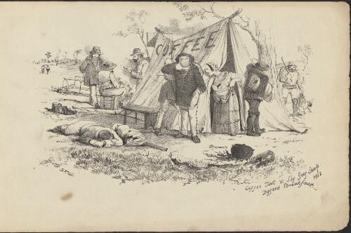 Coffee tent & sly grog shop, diggers breakfast, 1852 [picture] / S.T.G