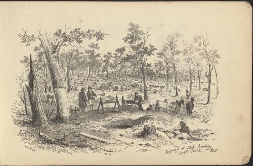 Diggings at Little Bendigo, Forest Creek, 1852 [picture] / S.T.G