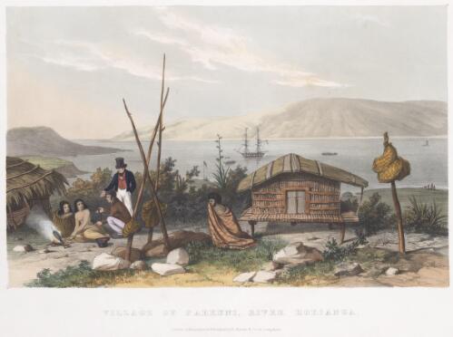 Village of Parkuni, River Hokianga [picture] / [after Augustus Earle]