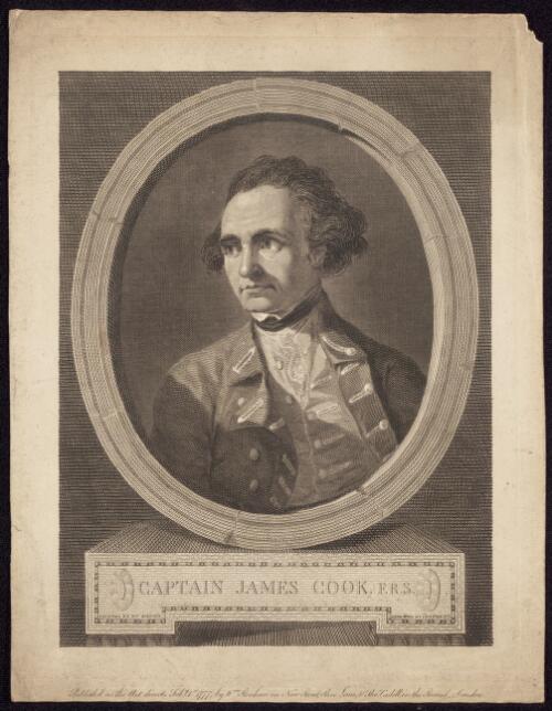 Captain James Cook, F.R.S. [picture] / painted by Wm. Hodges; engraved by J. Basire