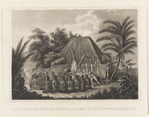 An offering before Captain Cook in the Sandwich Islands [picture] / Webber del.; Walker sculp