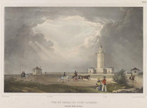 Vue du phare du Port Jackson, Nouvelle Galles du Sud [picture] / de Sainson pinx.; Arnout lith. 1830; fig. par Adam