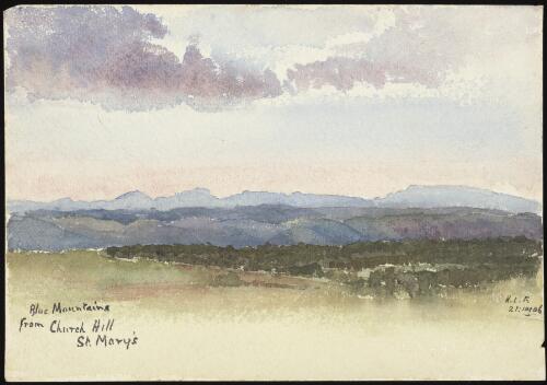 Blue Mountains from Church Hill, St. Mary's, 21 October 1906 [picture] / K.L.F