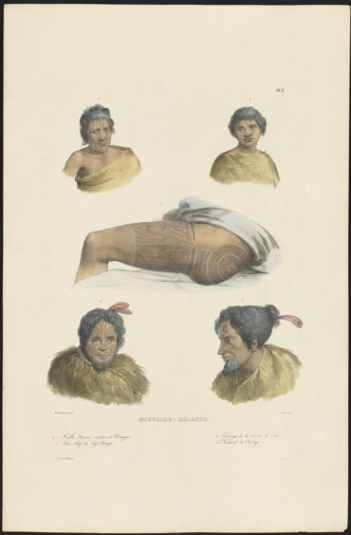 [Portraits of Maoris, and tattoos] [picture]/ de Sainson pinx.; A. Maurin lith