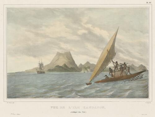 Vue de l'Ile Kandabou, Archipel des Viti [picture]/ de Sainson pinx.; Jes. Arago lith