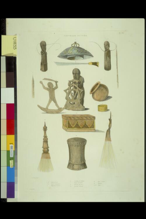[Papuan implements, weapons, and sacred objects] [picture] / de Sainson pinx.; Dunaime sc