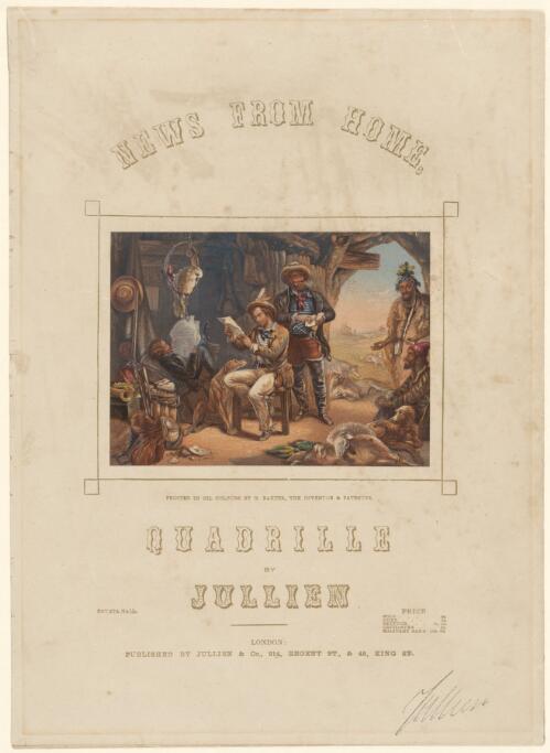 [Sheet music cover for News from home quadrille by Jullien] [picture] / printed in oil colours by G. Baxter, the inventor & patentee