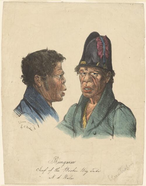 Bungaree, chief of the Broken Bay tribe, N.S.Wales [picture] / drawn upon stone by C. Rodius