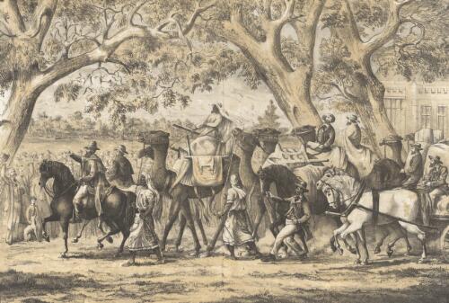 [The Burke and Wills exploring expedition, departure of the expedition] [picture] / lithograph by A.H. Massina & Co.; J.D
