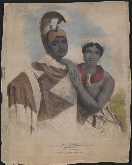 Na Poki, Prime Minister of the Sandwich Islands, and his wife Liliha [picture] / drawn on stone from the original painting by John Hayter