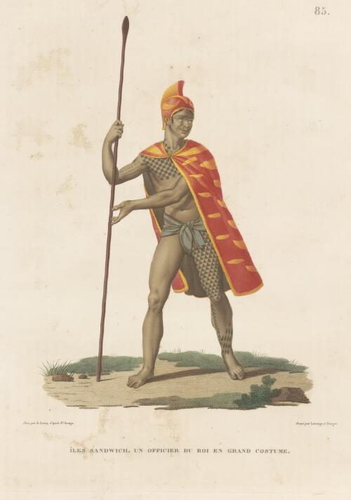 Iles Sandwich, un officier du roi en grand costume [picture] / dessine par S. Leroy d'apres Js. Arago; grave par Lerouge et Forget