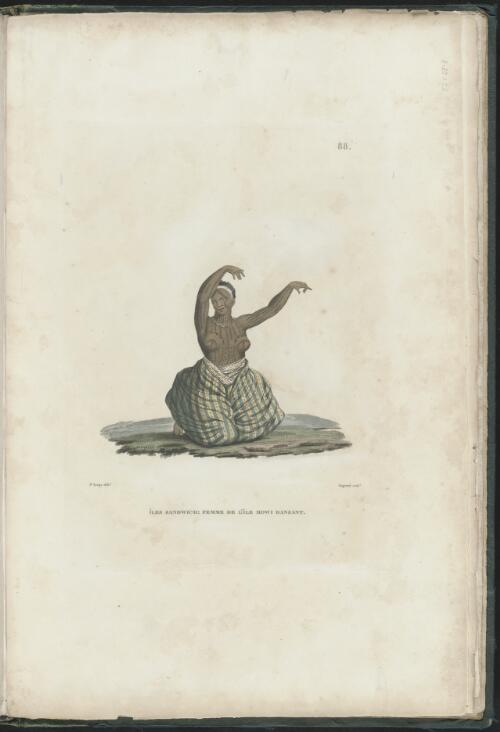Iles Sandwich, femme de l'ile Mowi dansant [picture] / Js. Arago delint.; Augrand sculpt