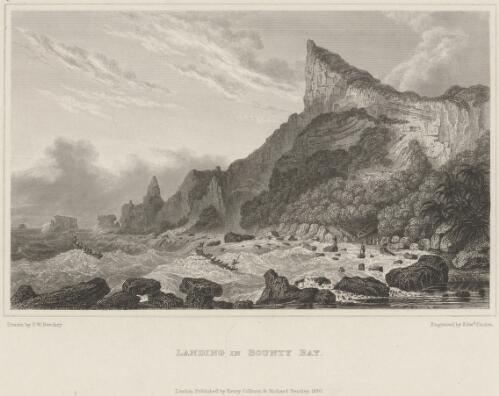 Landing in Bounty Bay [picture] / drawn by F.W. Beechey; engraved by Edwd. Finden