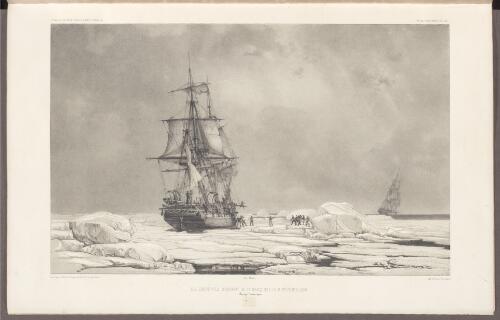 Les corvettes sortant de la banquise le 9 Fevrier 1838 [picture] / dessine par L. Le Breton; lith. par Sabatier; navires par Mayer