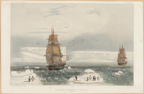 Reconnaissance de la Terre Adelie, le 20 Janvier 1840 [1] [picture] / dessine par Le Breton; lith. par Sabatier; navires par Mayer