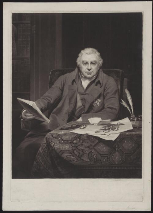 The Rt. Honble. Sir Joseph Banks, Bart., G.C.B., president of the Royal Society of London, Honorary member of the Horticultural Society of London &c ... [picture] / painted by T. Phillips; engraved by S.W. Reynolds and S. Cousins