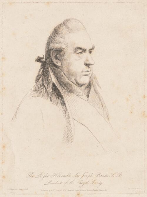 The Right Honourable Sir Joseph Banks, K.B., President of the Royal Society [picture] / Geo. Dance del. June 27, 1803; Wm. Daniell fecit