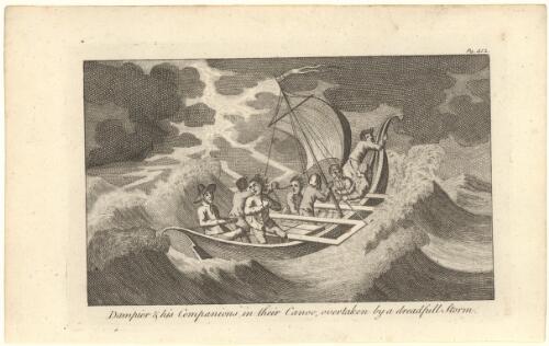 Dampier & his companions in their canoe overtaken by a dreadfull [sic] storm [picture]