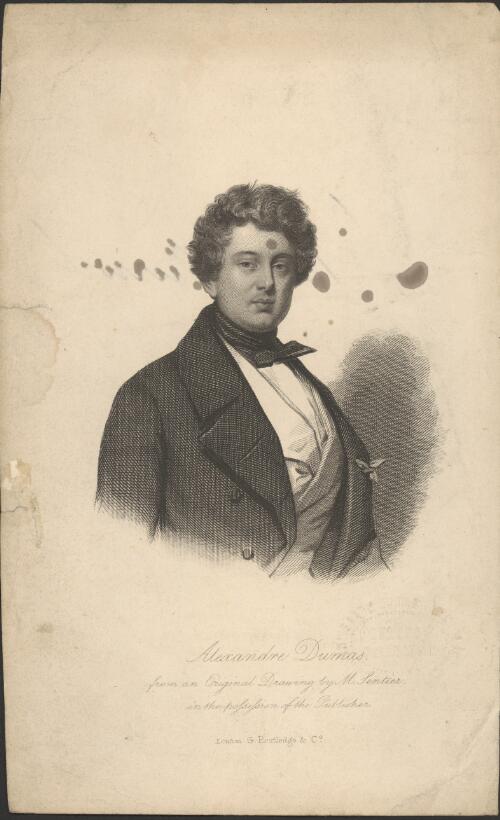 Alexandre Dumas [picture] / from an original drawn by M. Sentier in the possession of the publisher